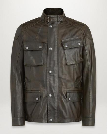 Veste Moto Cuir Belstaff Homme Turner Noir Marron France IJ4673950